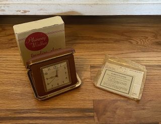 Vintage 1940’s Phinney - Walker Traveling Alarm Clock - Cib,