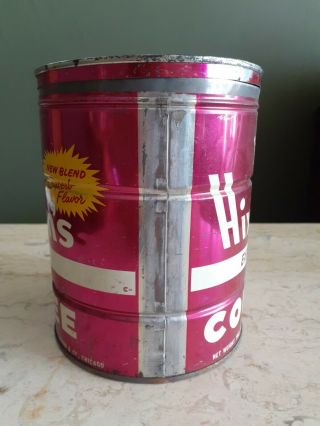 VINTAGE Hixson ' s Coffee Tin Can TWO Pound & Lid EMPTY Hixon & Co.  Chicago 2