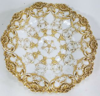 Antique Meissen Porcelain Gilt Porcelain Rococo Decorated Chippendale Bowl Dish