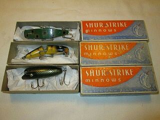 Vintage Shur Strike Fishing Lures With Boxes