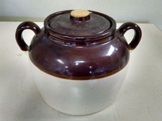 Vintage Western Stoneware Cookie Jar Brown/white