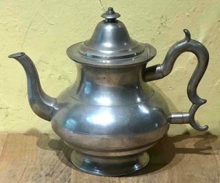 Small Antique American Pewter Teapot,  Bachelor 
