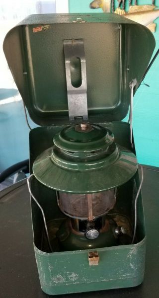 1973 Vintage 228h Green Coleman Lantern With Accessories Case/ Metal Case