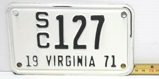 Virginia - 1971 Motorcycle Sidecar License Plate - All,  Low