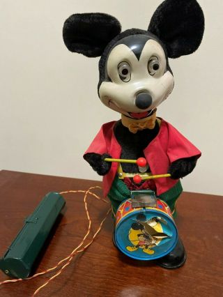 Antique Rare Display 12 Inch Mickey Mouse Disney Drum Player -