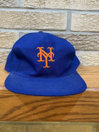 Vintage 90s York Mets Ajd Snapback Hat Cap Mlb Plain Logo