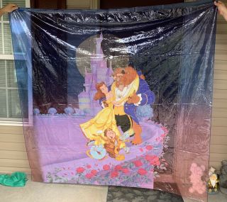 Vintage Disney’s Beauty And The Beast Vinyl Shower Curtain