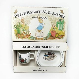 Vintage Wedgwood Peter Rabbit 3 - Pc Nursery Dish Set Children 