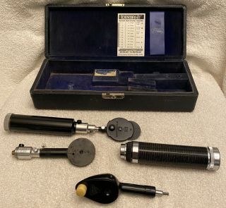 Vintage B&l Bausch & Lomb Optical Optician Eye Exam Tools W/box Quackery