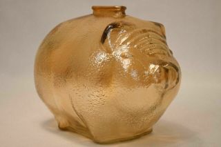 Vintage Collectible Textured Amber Glass Piggy Bank W/coin Slot Home Office Gift