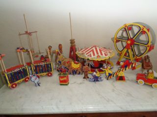 Antique Cardboard Toy Circus/carnival Display (paper Litho On Cardboard)