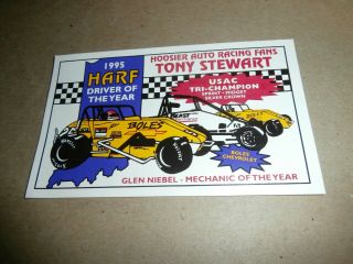 Vintage 1995 Harf Hoosier Auto Racing Fans Decal Sticker Tony Stewart Usac