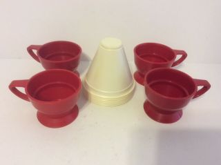 Vintage Solo Cozy Cups Red Set Of 4 W/7 Oz Refill Inserts