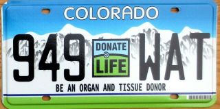 Colorado Specialty License Plate Number Tag – Organ Donor