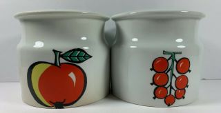2 Vintage 1960’s Arabia Finland Pomona Red Currant & Apple Jam Jars Berries