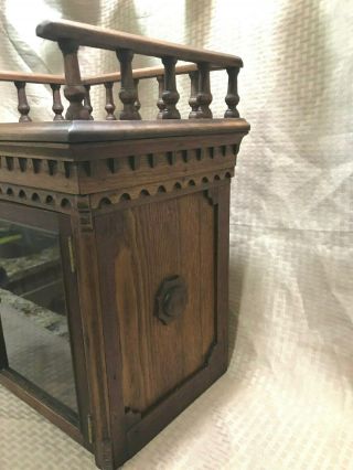 Antique Walnut/Glass/Mirrored/Locking Display Case. 2