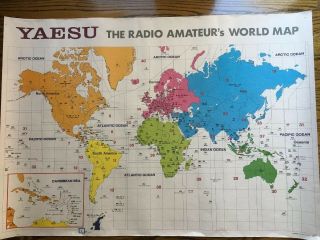 Vintage Yaesu Radio Amateur’s World Map 41x29 Rolled Never Folded Made Japan