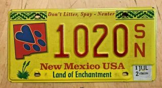 Mexico License Plate " 1020 Sn " Nm Don 