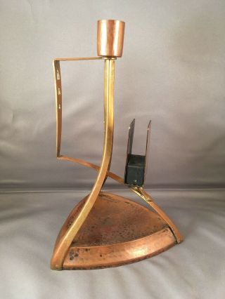 Antique Wmf Secessionist / Arts & Crafts Copper & Brass Candle Holder C1900 - 20
