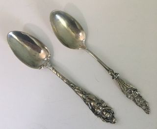 2 Reed & Barton Sterling Silver 5 " Youth Spoons Love Disarmed & Les Six Fleurs