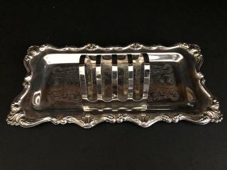 Vintage Silver Plate On Steel 4 Slot Toast Rack - Made In Hong Kong 2