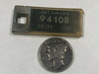 Rare 1953 Delaware Dav License Plate Key Ring Tab 94108
