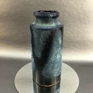West Germany Mid Century Modern Pottery 9” Vase Blue Fat Lava Vintage German