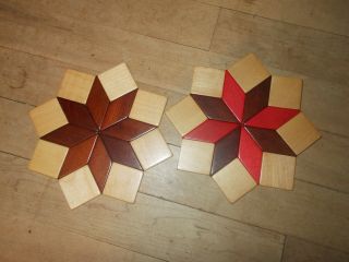 Vtg Made In Western Germany 2 Wood Hot Pads Trivets