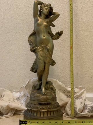 Brass Antique Large Female Statue Of Titania,  Queen Of All The Fairies,  C.  1930s