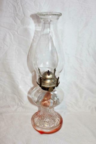 Vintage Kaadan Ltd Pink Depression Glass Oil Lamp Hobnail Detailed Base