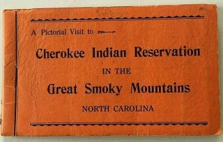Vtg Cherokee Indian Reservation Pictorial Folder Photo Nc Smoky Mt Standing Deer