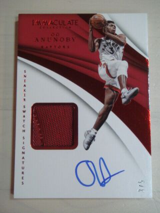 2017 - 18 Immaculate Og Anunoby Rc Auto Sneaker Swatch Shoe 3/5 Jersey Number 1/1