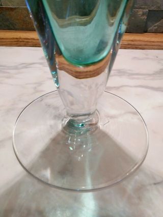 Vintage Blenko Hand Blown Iridescent Blue Art Deco Fan Floral Vase 2