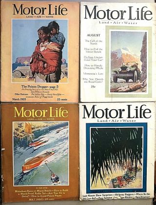 4 1920s Issues Motor Life Automobile Magazines March May August 1925 Feb 1926