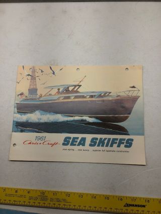 Ad Specs Chris Craft Boat Brochure 1961 Open Sea Skiff Ranger Hardtop Skiffs Old