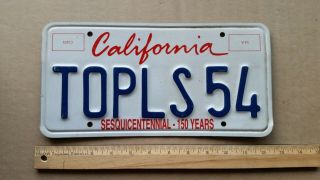 License Plate,  California,  Vanity: Topls 54,  Topless 54,  I.  E.  1954 Convertible