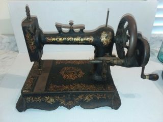 Antique National Hand Crank Sewing Machine Ornate