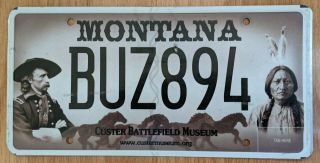 Montana Specialty License Plate Custer Battlefield Tribal Indian Sitting Bull