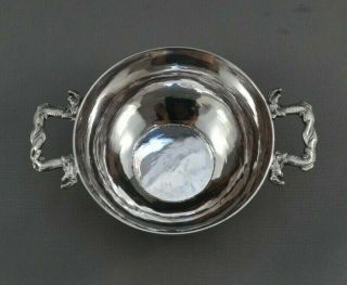 Antique CHINESE EXPORT SILVER - WING NAM - DRAGONS - HANDLED BOWL,  DISH - NR 3