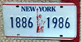 York Statue Of Liberty Press Conference Centennial 1886 - 1986 License Plate