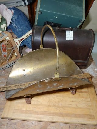 Vintage Brass Claw - Foot Fireplace Log Holder/carrier