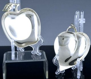 Top Quality Tiffany & Co Sterling Silver Apple Heart Form Ring Tray Dishes Bowls