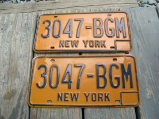 1973 73 - 1986 86 York Ny Orange License Plate Pair Set 3047 Bgm