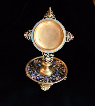 Antique Cloisonné Enamel Pocket Watch Holder French Brass Stand