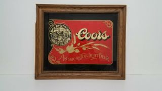 Vintage Coors Reverse Painted Glass Sign 23x19