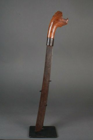 19th C.  Indonesian Golok Klewang Machete Sword W/ Stylized Dragon Handle