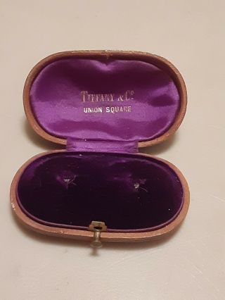 Antique Tiffany & Co Union Square Leather Velvet Cufflinks Or Wedding Rings Box
