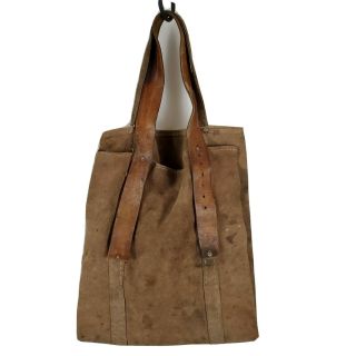 Vintage Distressed Suede Leather Log Firewood Carrier Fireplace Camping Rustic