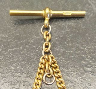 Antique Rolled Gold Graduated Curb Link Double Albert Pocket Watch Chain By T,  H. 2