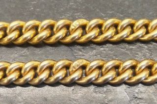 Antique Rolled Gold Graduated Curb Link Double Albert Pocket Watch Chain By T,  H. 3